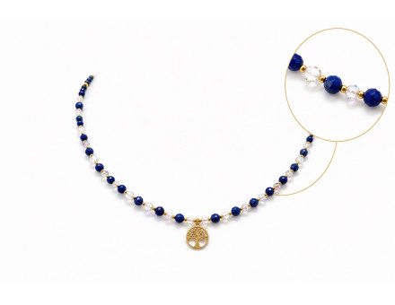 COLLIER LAPIS LAZULI 4 MM FACETTE  CRÉATION