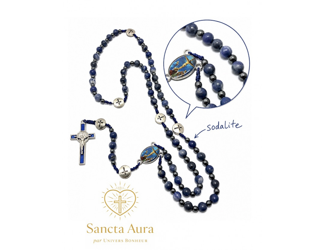 CHAPELET CRÉATION - SANCTA AURA PAR UNIVERS BONHEUR - SODALITE 6MM