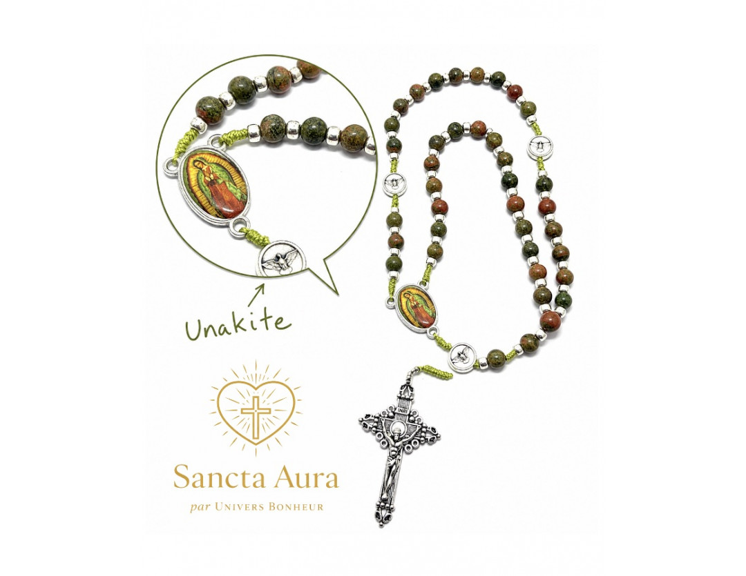 CHAPELET CRÉATION - SANCTA AURA PAR UNIVERS BONHEUR - UNAKITE 6MM