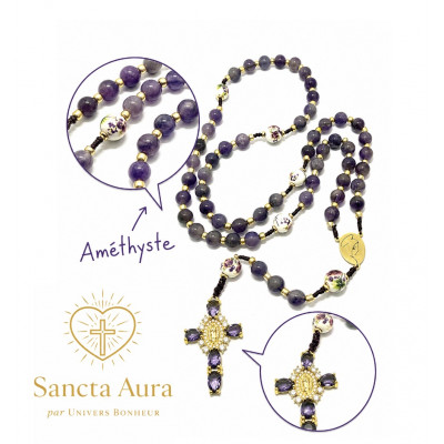 CHAPELET CRÉATION - SANCTA AURA PAR UNIVERS BONHEUR - AMÉTHYSTE 8MM