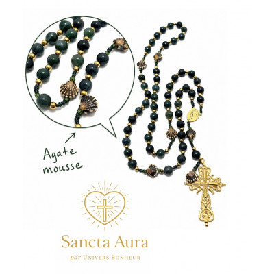 CHAPELET CRÉATION - SANCTA AURA PAR UNIVERS BONHEUR -  AGATE MOUSSE 8MM