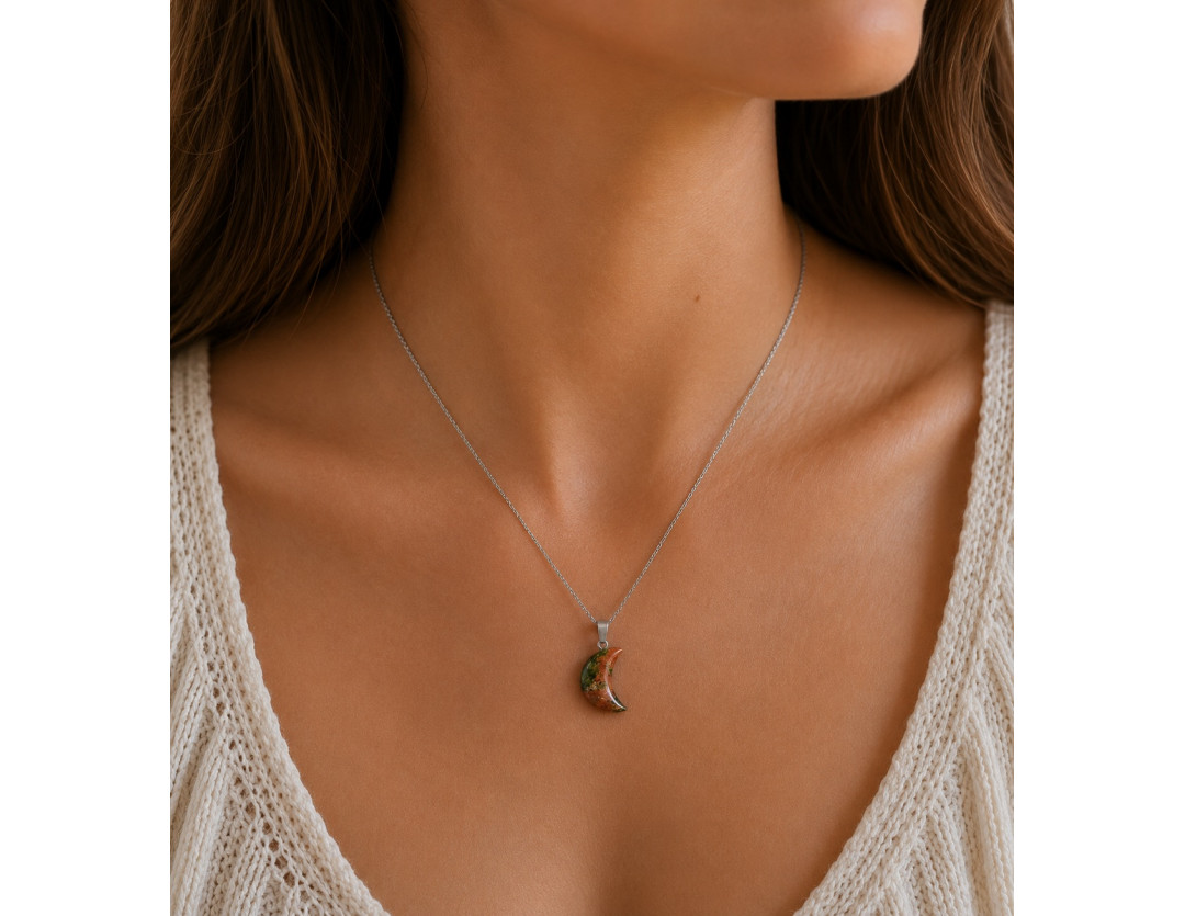 PENDENTIF UNAKITE PETITE LUNE