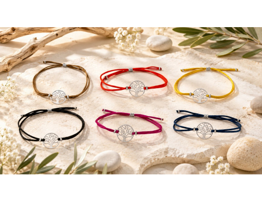 BRACELET SATIN & ARBRE DE VIE EN ARGENT 925