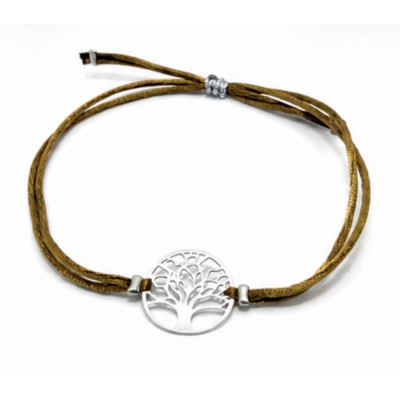 BRACELET SATIN & ARBRE DE VIE EN ARGENT 925