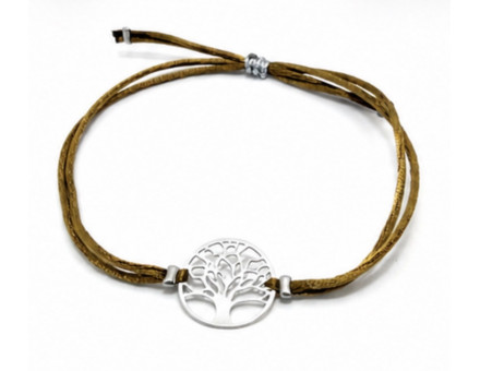 BRACELET SATIN & ARBRE DE VIE EN ARGENT 925