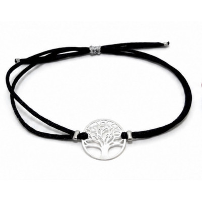 BRACELET SATIN & ARBRE DE VIE EN ARGENT 925