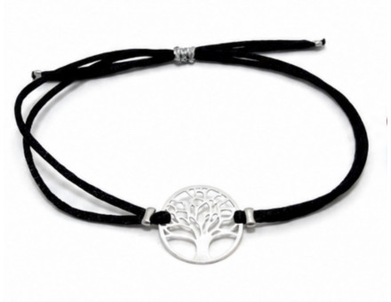 BRACELET SATIN & ARBRE DE VIE EN ARGENT 925