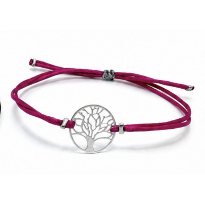 BRACELET SATIN & ARBRE DE VIE EN ARGENT 925