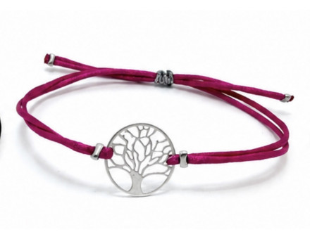 BRACELET SATIN & ARBRE DE VIE EN ARGENT 925