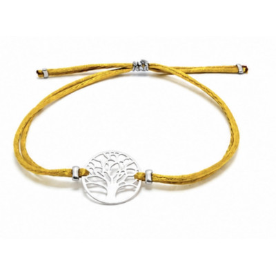BRACELET SATIN & ARBRE DE VIE EN ARGENT 925