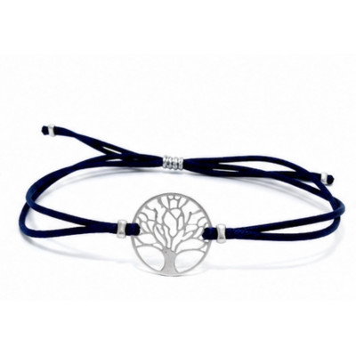 BRACELET SATIN & ARBRE DE VIE EN ARGENT 925