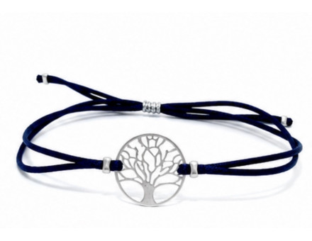 BRACELET SATIN & ARBRE DE VIE EN ARGENT 925