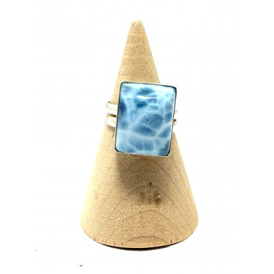 BAGUE LARIMAR SERTI EN ARGENT 925 - RÉGLABLE