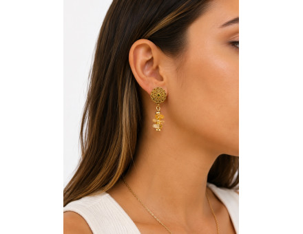 BOUCLE CRÉATION UNIVERS BONHEUR CITRINE NATURELLE MADAGASCAR GRADE AA