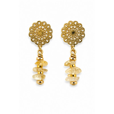 BOUCLE CRÉATION UNIVERS BONHEUR CITRINE NATURELLE MADAGASCAR GRADE AA