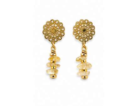 BOUCLE CRÉATION UNIVERS BONHEUR CITRINE NATURELLE MADAGASCAR GRADE AA