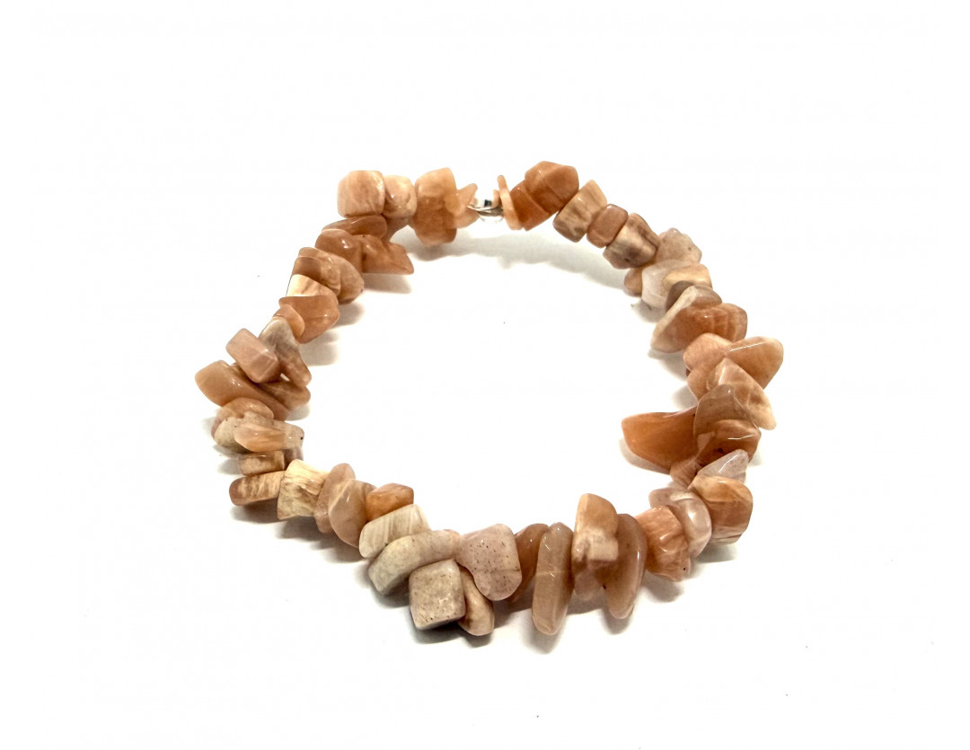 PIERRE DE LUNE PÊCHE BAROQUE - BRACELET LITHOTHÉRAPIE