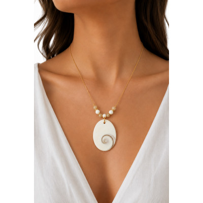 COLLIER OEIL DE STE LUCIE/SHIVA & NACRE
