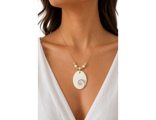 COLLIER OEIL DE STE LUCIE/SHIVA & NACRE