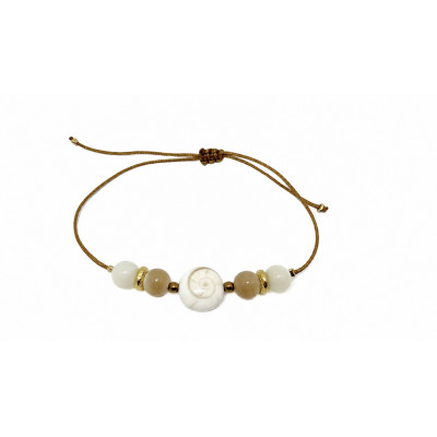 BRACELET RÉGLABLE OEIL DE STE LUCIE & NACRE