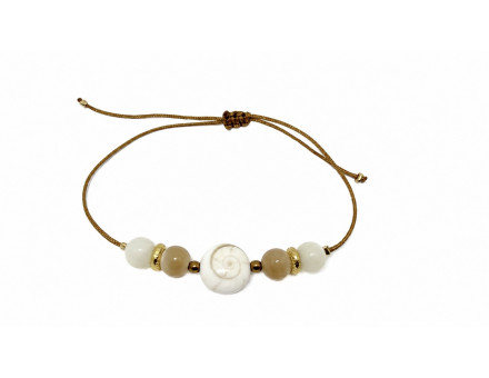 BRACELET RÉGLABLE OEIL DE STE LUCIE & NACRE