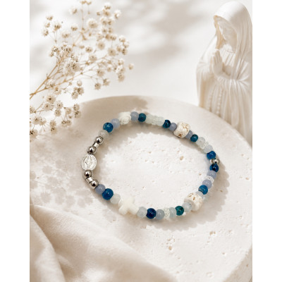 BRACELET CRÉATION LITHOHTÉRAPIE - VIERGE MARIE