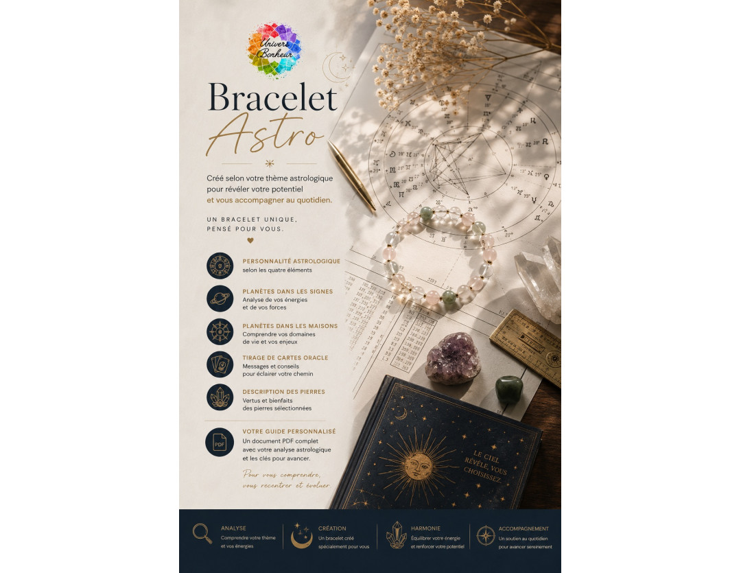 ÉTUDE PERSONNALISÉE & BRACELET ASTROLOGIE  - CRÉATION LITHOTHÉRAPIE ENFANT (0 à 13 ANS)