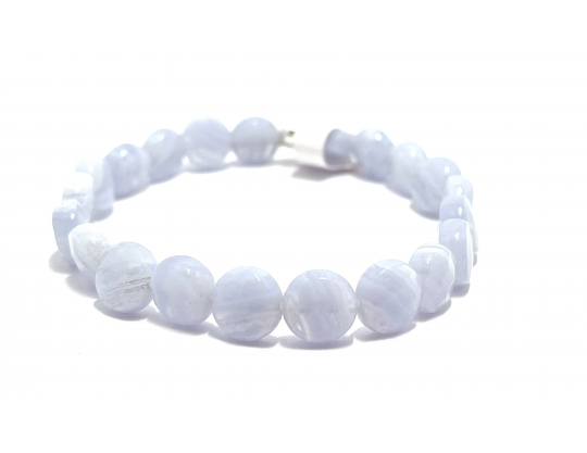 CALCÉDOINE CALCÉDOINE - AGATE BLUE LACE- EXTRA PERLES RONDE & PLATE 8 MM