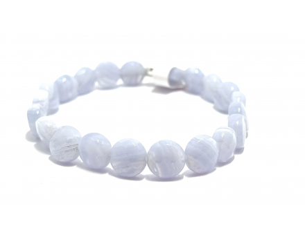 CALCÉDOINE CALCÉDOINE - AGATE BLUE LACE- EXTRA PERLES RONDE & PLATE 8 MM