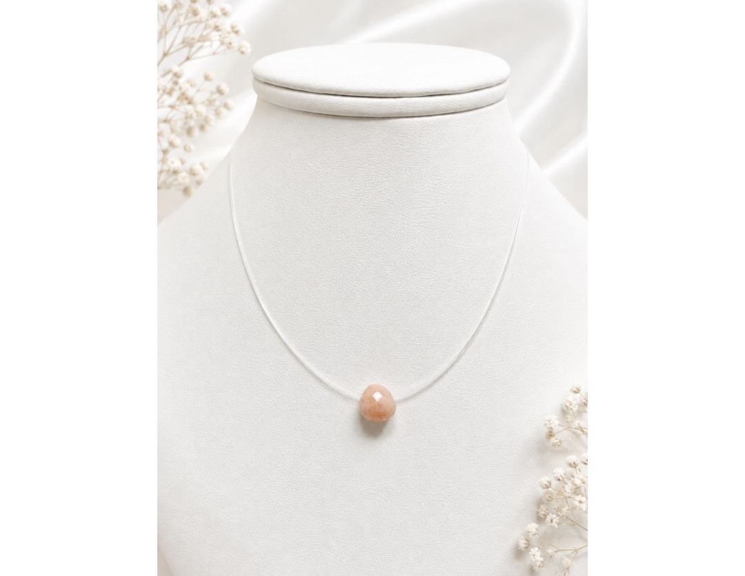 COLLIER CRIN ET PERLE DE OPALE ROSE