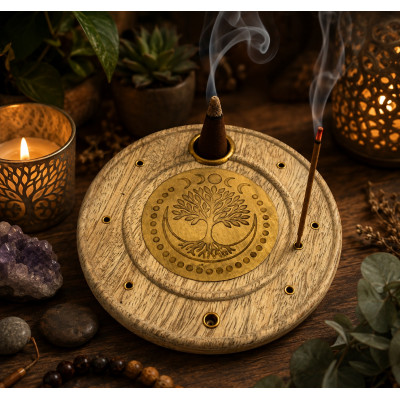 PORTE ENCENS EN BOIS DE MANGUIER & LAITON