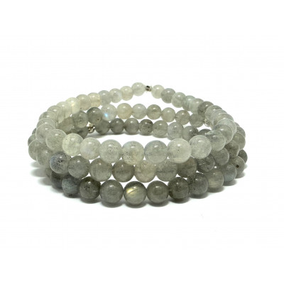 LABRADORITE CLAIRE - GRADE 5A MADAGASCAR -  5,5 MM  - BRACELET LITHOTHÉRAPIE