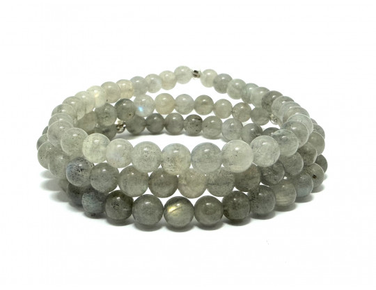 LABRADORITE CLAIRE - GRADE 5A MADAGASCAR -  5,5 MM  - BRACELET LITHOTHÉRAPIE