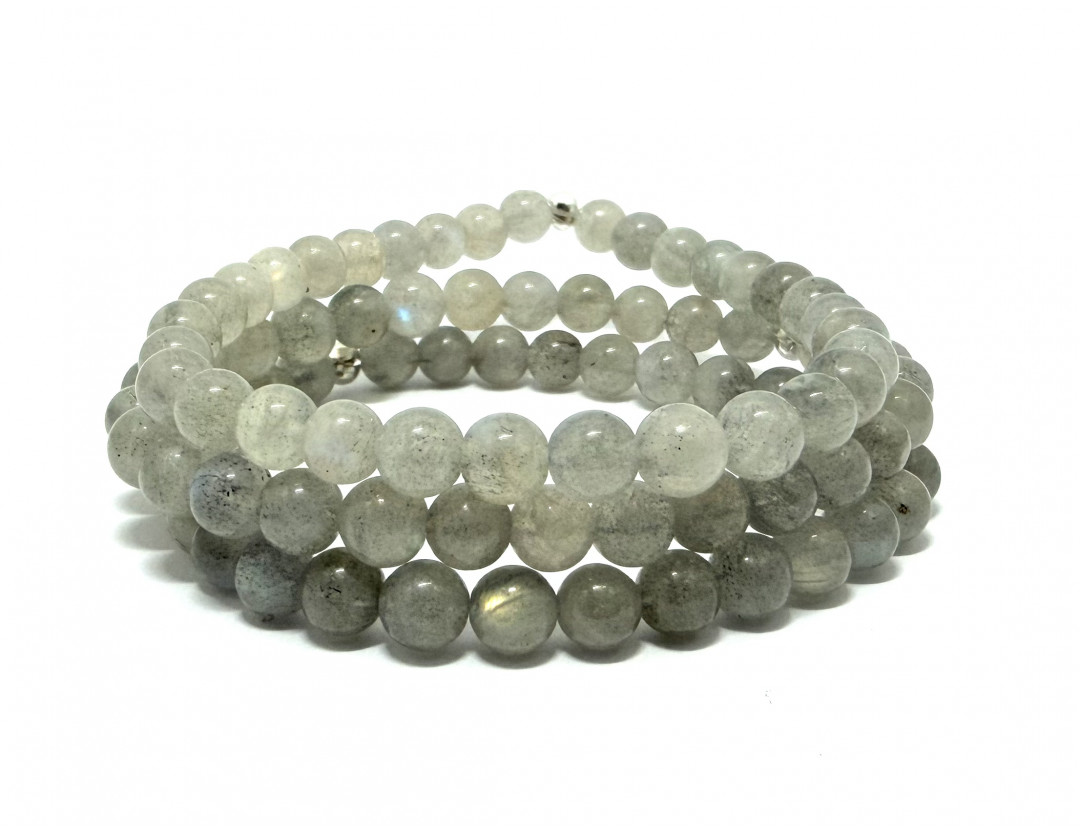 LABRADORITE CLAIRE - GRADE 5A MADAGASCAR -  5,5 MM  - BRACELET LITHOTHÉRAPIE