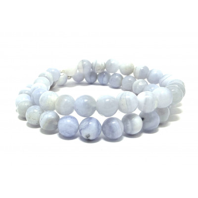 CALCÉDOINE - AGATE BLUE LACE EXTRA 8 MM - BRACELET LITHOTHÉRAPIE