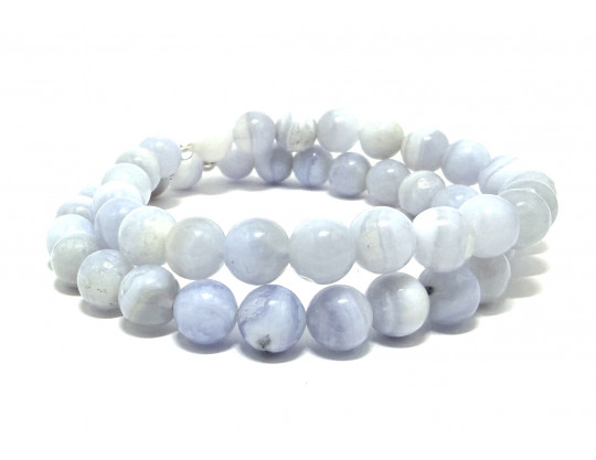 CALCÉDOINE - AGATE BLUE LACE EXTRA 8 MM - BRACELET LITHOTHÉRAPIE