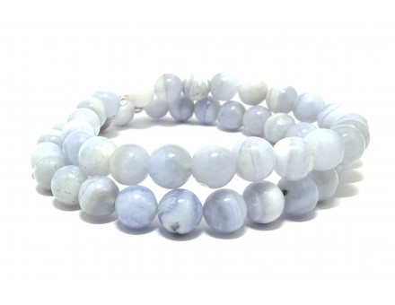 CALCÉDOINE - AGATE BLUE LACE EXTRA 8 MM - BRACELET LITHOTHÉRAPIE