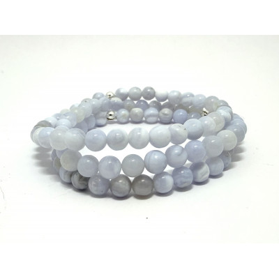 CALCÉDOINE - AGATE BLUE LACE 6MM - GRADE A -  BRACELET LITHOTHÉRAPIE