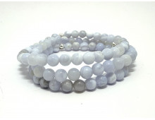 CALCÉDOINE - AGATE BLUE LACE 6MM - GRADE A -  BRACELET LITHOTHÉRAPIE