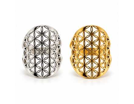 BAGUE REGLABLE FLEUR DE VIE ACIER INOXYDABLE
