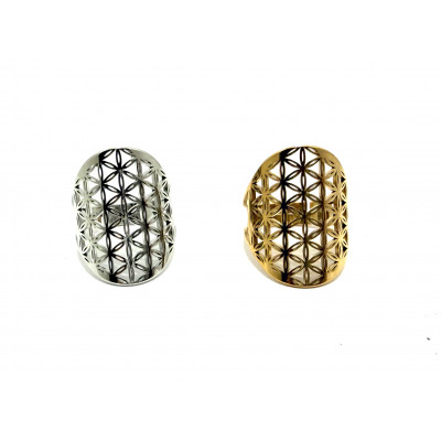 BAGUE REGLABLE FLEUR DE VIE ACIER INOXYDABLE