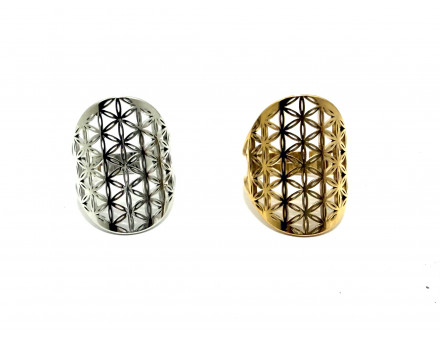 BAGUE REGLABLE FLEUR DE VIE ACIER INOXYDABLE