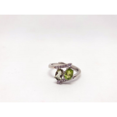 BAGUE EN ARGENT REGLABLE TOURMALINE MELON