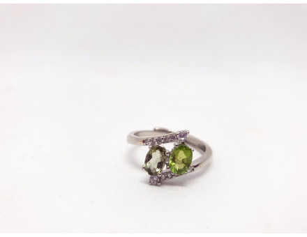 BAGUE EN ARGENT REGLABLE TOURMALINE MELON