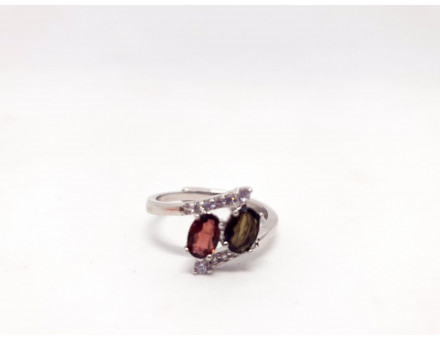 BAGUE EN ARGENT REGLABLE TOURMALINE MELON