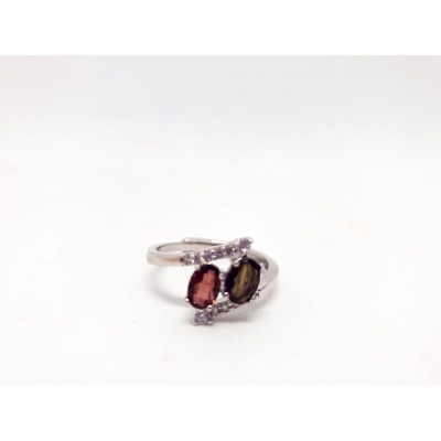 BAGUE EN ARGENT REGLABLE TOURMALINE MELON