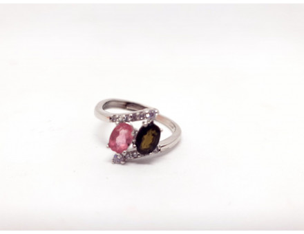 BAGUE EN ARGENT REGLABLE TOURMALINE MELON