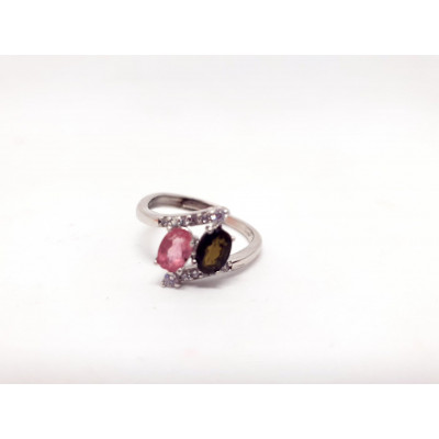 BAGUE EN ARGENT REGLABLE TOURMALINE MELON