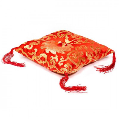 COUSSIN ROUGE FLEURI POUR BOL TIBETAIN