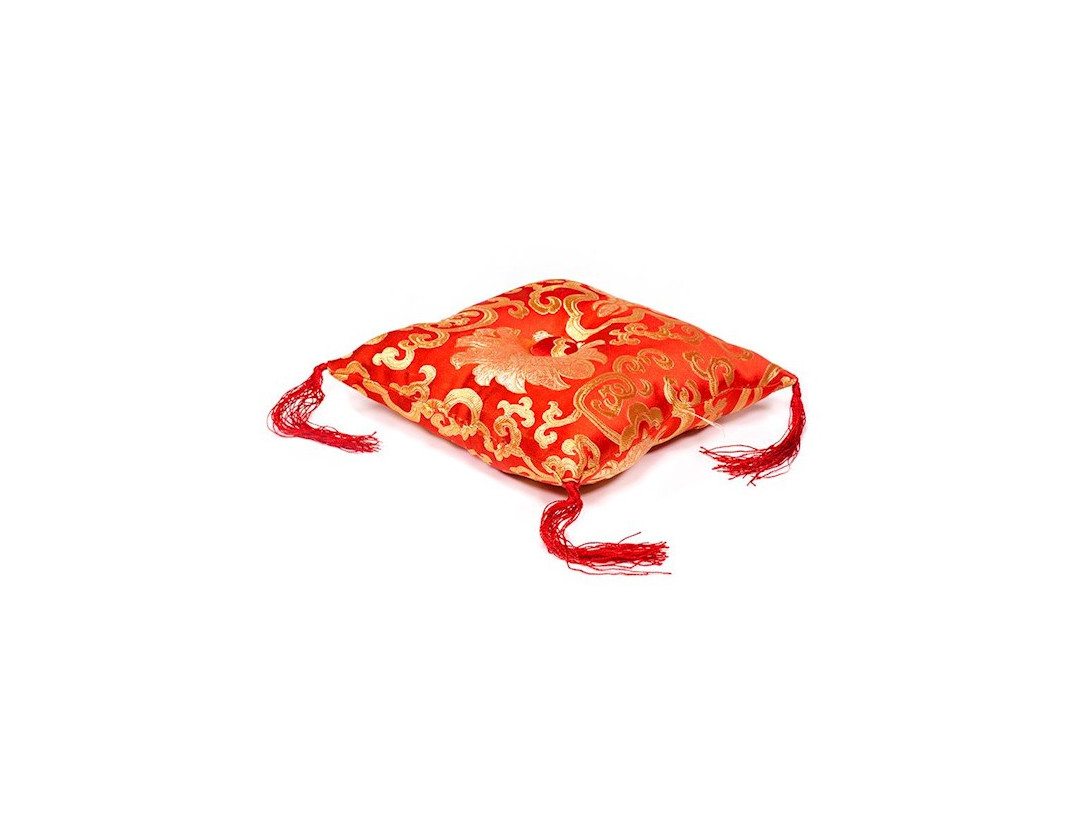 COUSSIN ROUGE FLEURI POUR BOL TIBETAIN